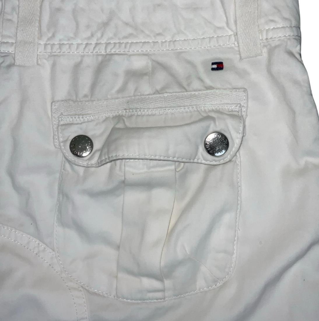 VTG 90s y2k 'TOMMY HILFIGER' WHITE CARGO RUCHED SNAP BUTTON SUMMER SHORTS M 12