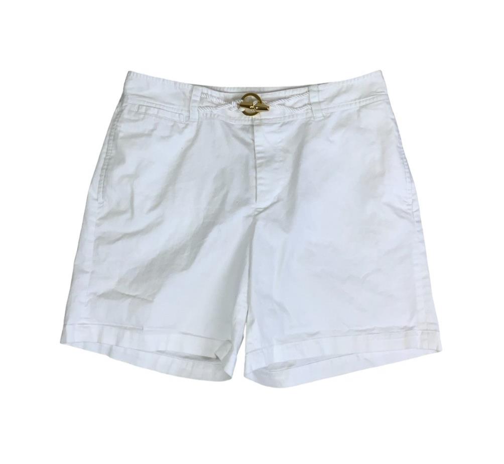 VTG 90s 'LAUREN RALPH LAUREN' WHITE HIGH-WAIST SAILOR SUMMER CASUAL SHORTS 10 12