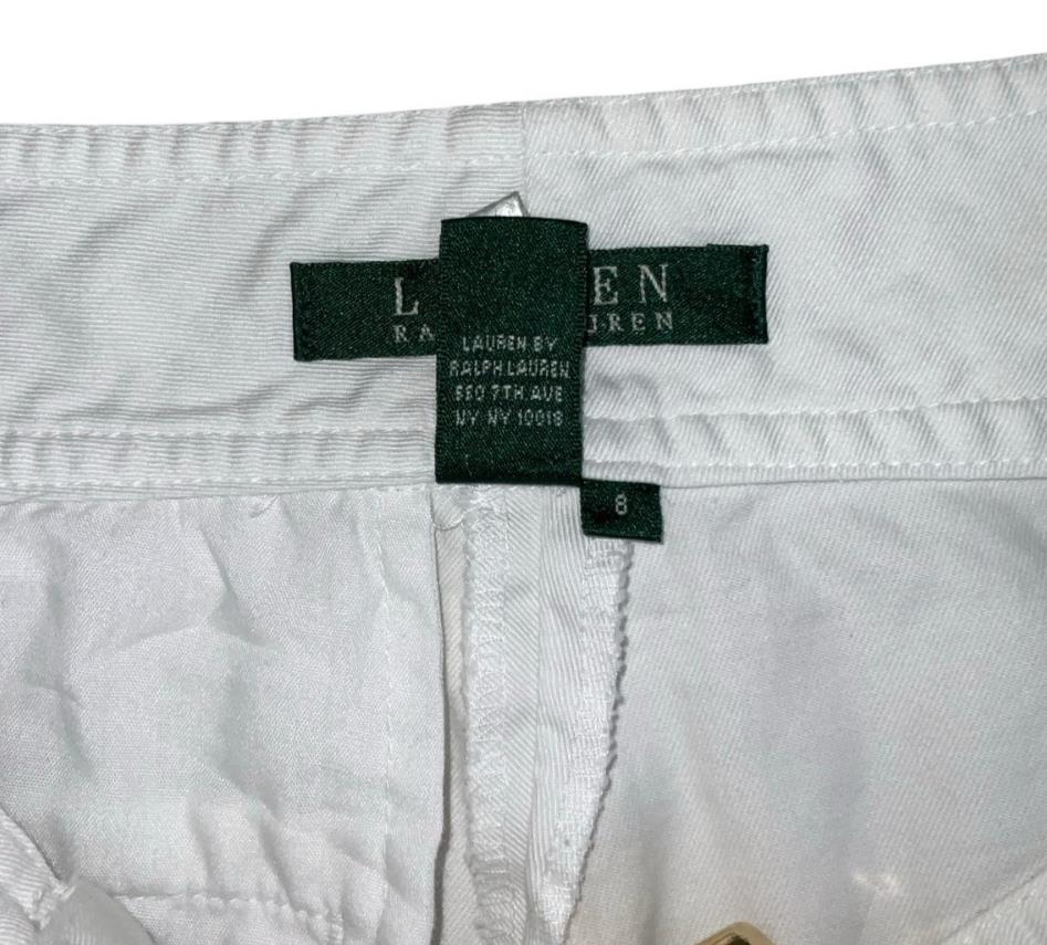VTG 90s 'LAUREN RALPH LAUREN' WHITE HIGH-WAIST SAILOR SUMMER CASUAL SHORTS 10 12
