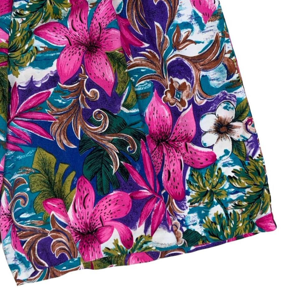 VTG 90s 'BOBBIE BROOKS' PINK PURPLE FLORAL HAWAIIAN CASUAL BEACH SHORTS
