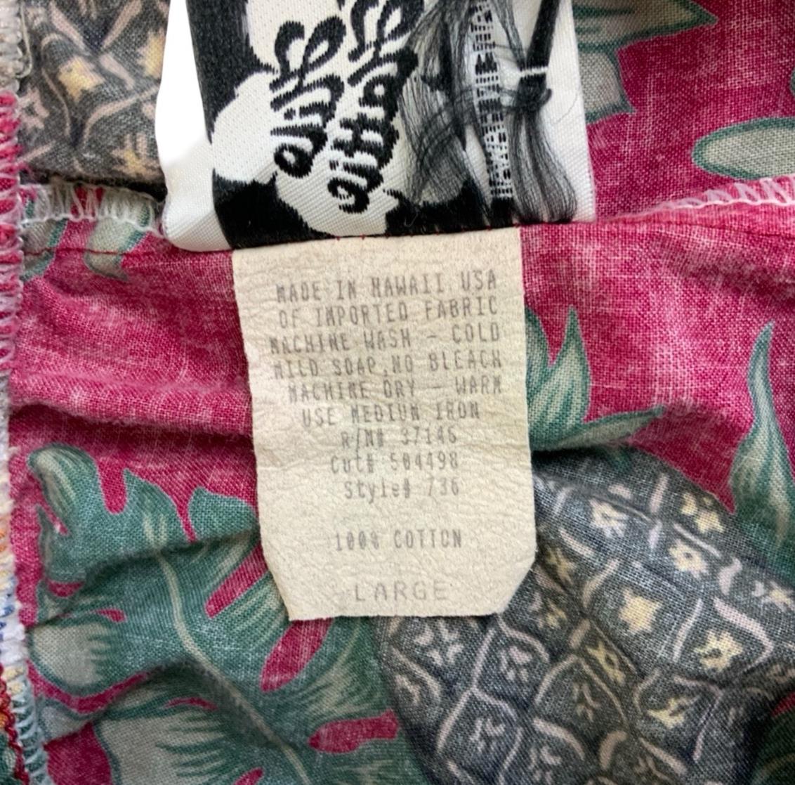 VTG 'HILO HATTIE' PINK GREEN BLUE FLORAL PINEAPPLE PATTERN HAWAIIAN SHORTS S M