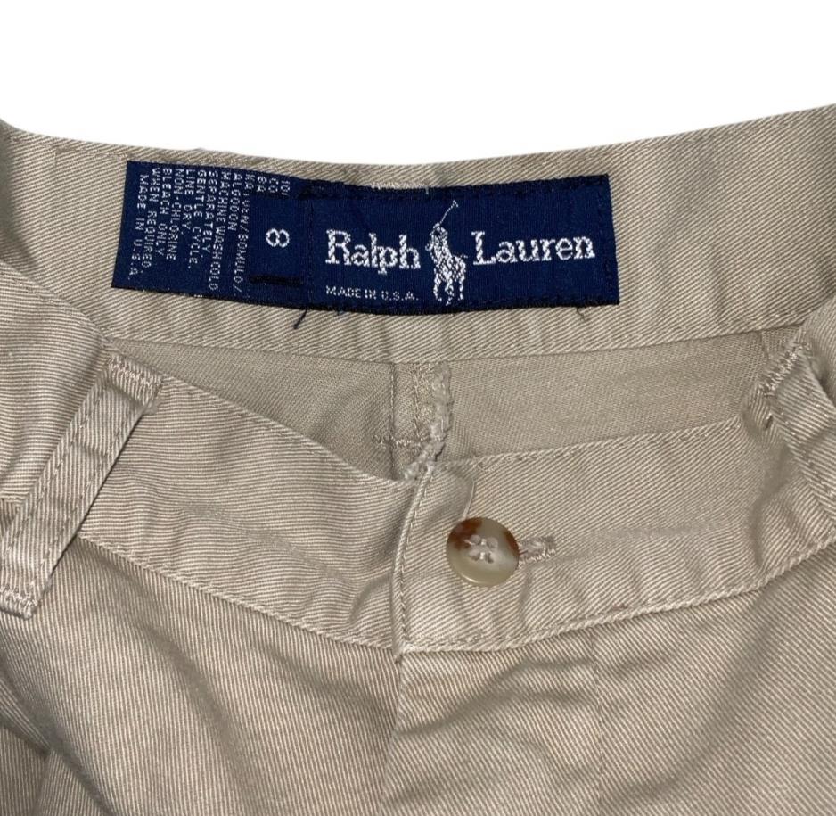VTG 90s 'RALPH LAUREN' BEIGE HIGH-WAISTED CASUAL BEACH HOLIDAY CHINO SHORTS XS 6