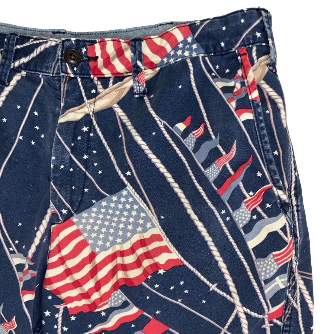 VTG 90s y2k 'POLO RALPH LAUREN' BLUE RED WHITE U.S.A GRAPHIC DENIM SHORTS 12 14