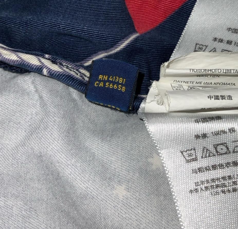 VTG 90s y2k 'POLO RALPH LAUREN' BLUE RED WHITE U.S.A GRAPHIC DENIM SHORTS 12 14