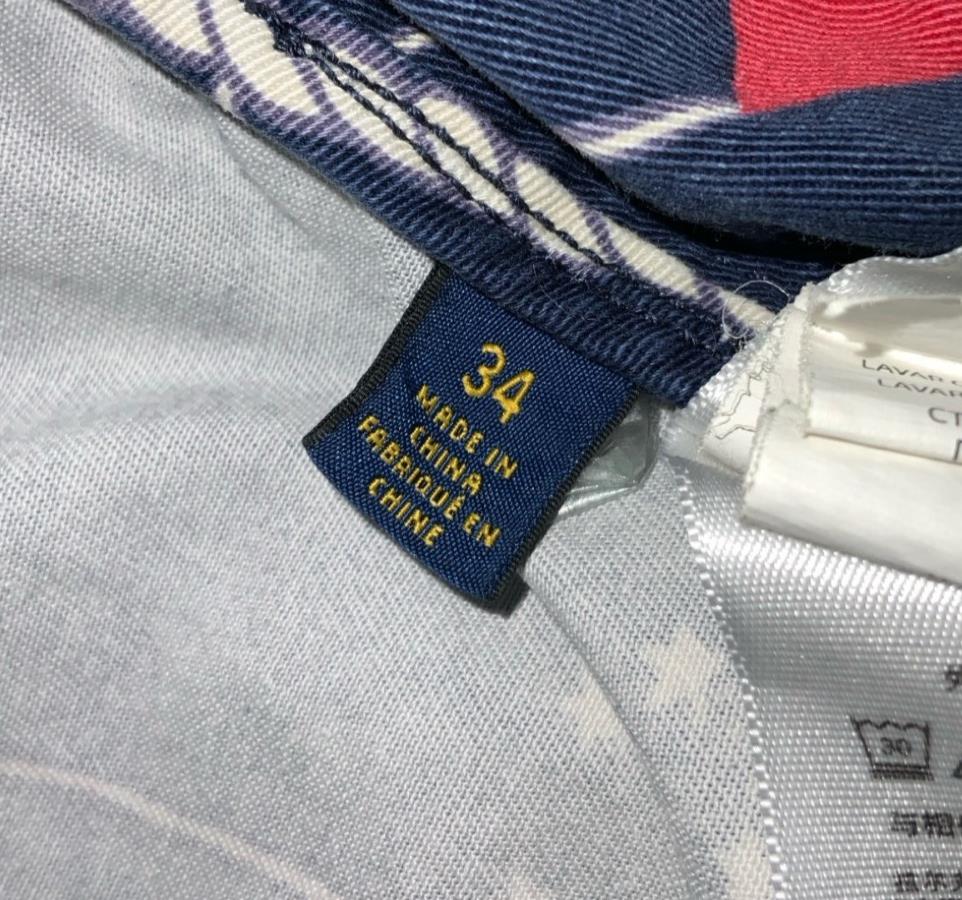 VTG 90s y2k 'POLO RALPH LAUREN' BLUE RED WHITE U.S.A GRAPHIC DENIM SHORTS 12 14