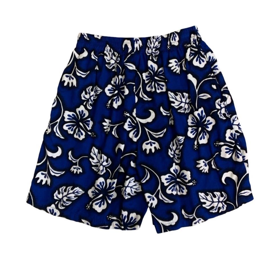 VTG 'HIBISCUS COLLECTION HAWAII' BLUE WHITE FLORAL HAWAIIAN BEACH SURF SHORTS XL