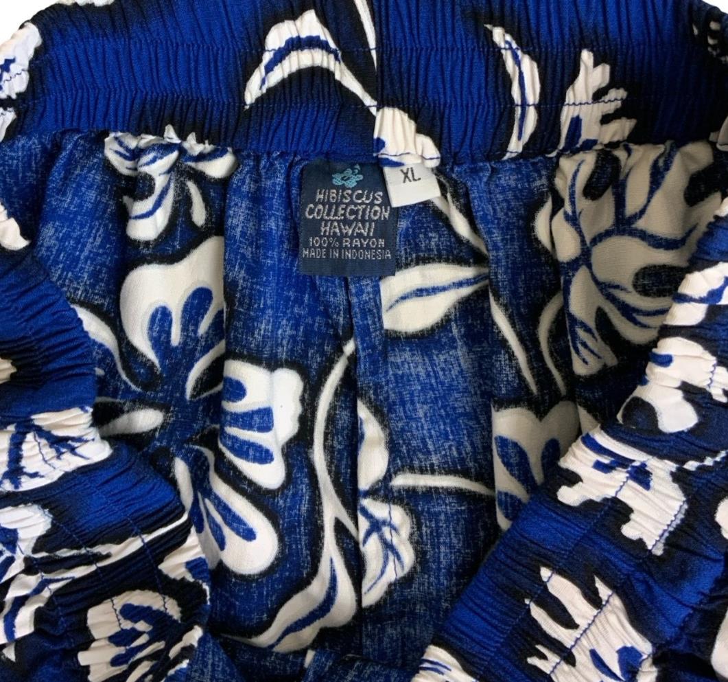 VTG 'HIBISCUS COLLECTION HAWAII' BLUE WHITE FLORAL HAWAIIAN BEACH SURF SHORTS XL