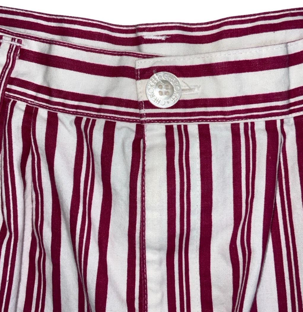 VTG 90s 'CHEROKEE' WHITE RED STRIPE HIGH-WAIST BOYFRIEND DENIM SHORTS M 12