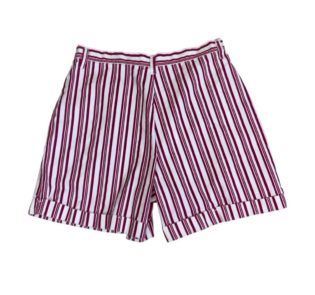 VTG 90s 'CHEROKEE' WHITE RED STRIPE HIGH-WAIST BOYFRIEND DENIM SHORTS M 12