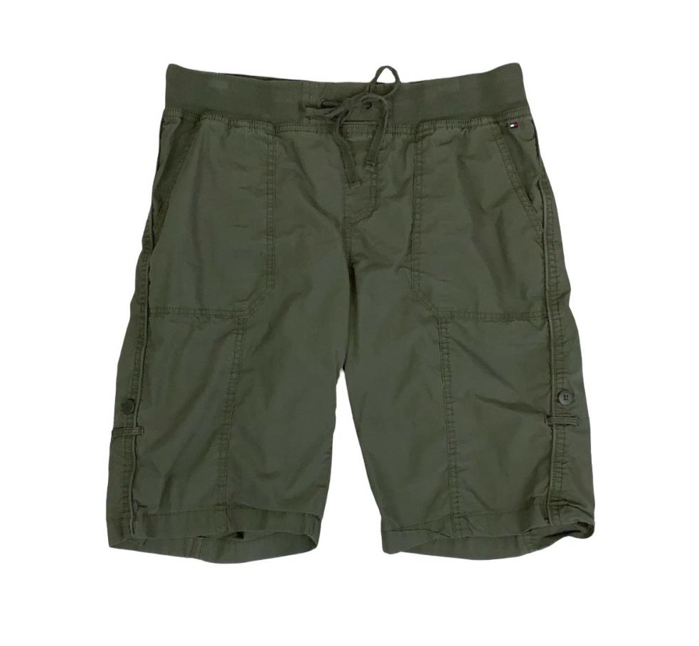 VTG 90s 'TOMMY HILFIGER' KHAKI GREEN CARGO HIKING BEACH SUMMER HOLIDAY SHORTS M