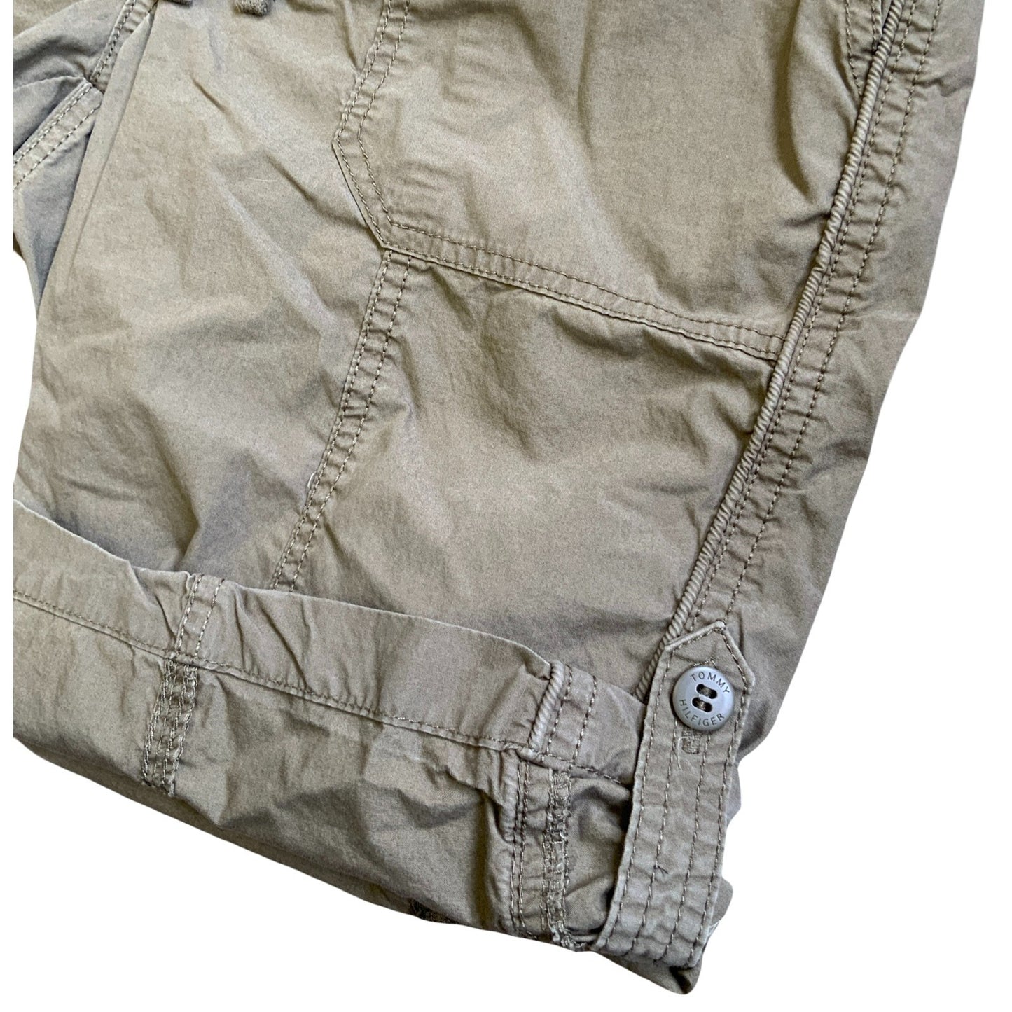 VTG 90s 'TOMMY HILFIGER' KHAKI GREEN CARGO HIKING BEACH SUMMER HOLIDAY SHORTS M