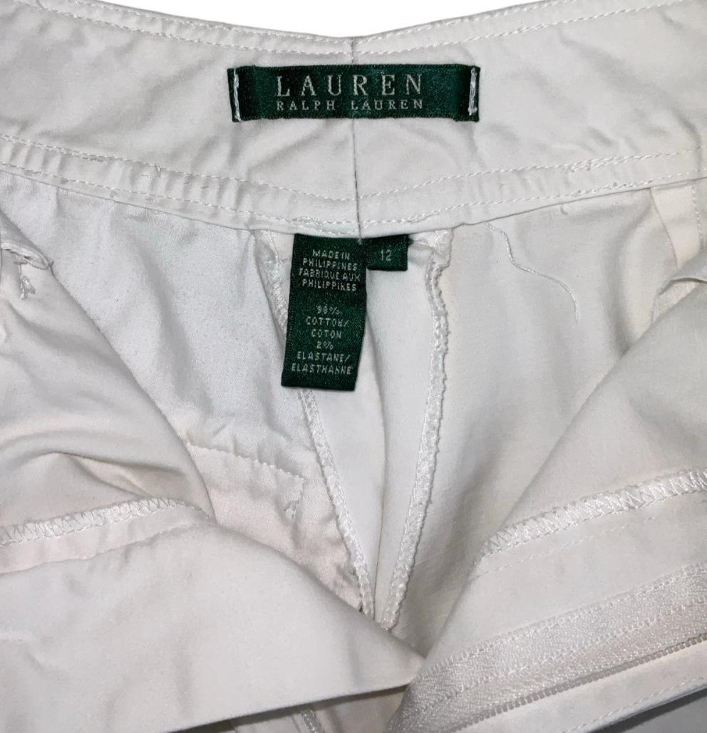 VTG 90s 'LAUREN RALPH LAUREN' WHITE HIGH-WAIST CASUAL CHINO SUMMER SHORTS S 10