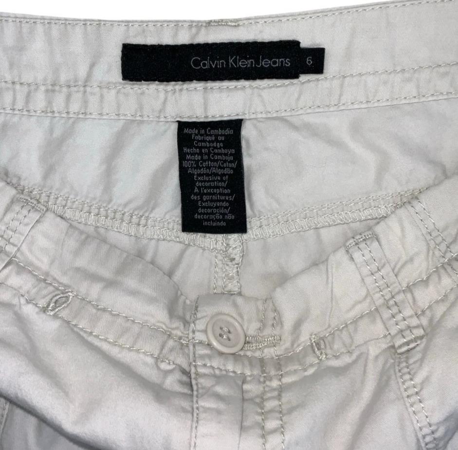VTG 90s y2k 'CALVIN KLEIN JEANS' OFF-WHITE CARGO HOT PANTS SHORT SHORTS M 12