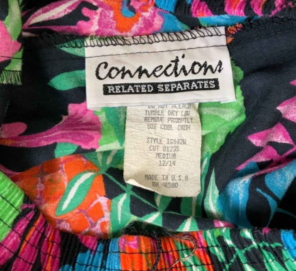 VTG 'CONNECTION' RELATED SEPARATES BLUE GREEN PINK FLORAL HAWAIIAN SHORTS S M