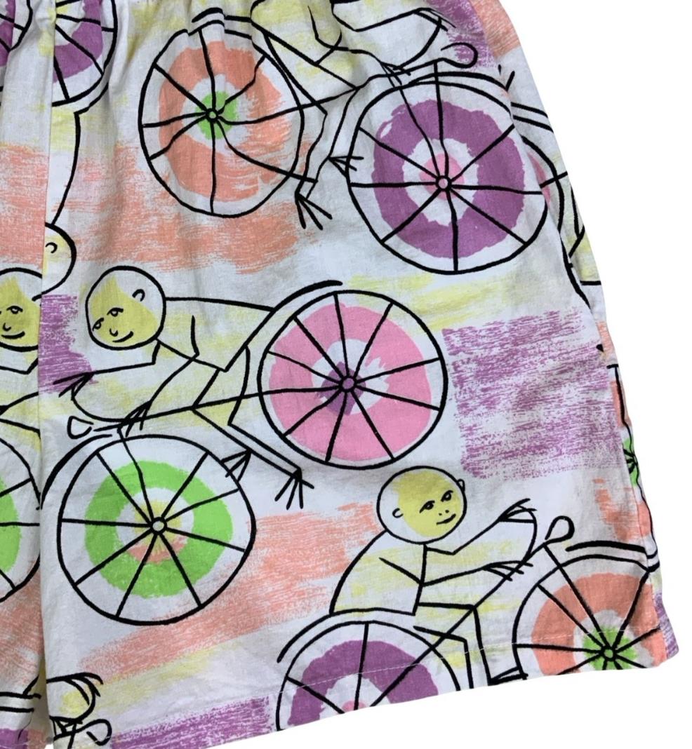 VTG 80s 90s PINWHEELS GRAPHIC BICYCLE COLOURFUL SHORTS S M
