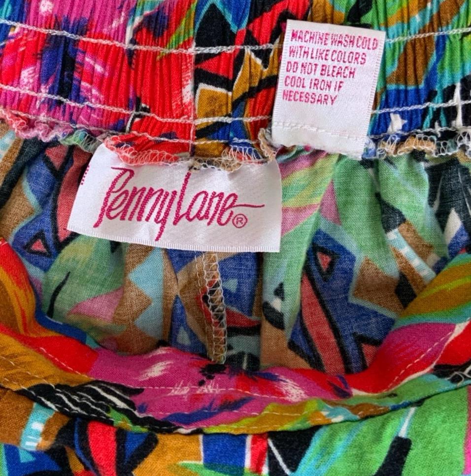 VTG 90s 'PENNY LANE' PINK PURPLE GREEN BROWN HAWAIIAN SUFT BEACH FLORAL SHORTS S