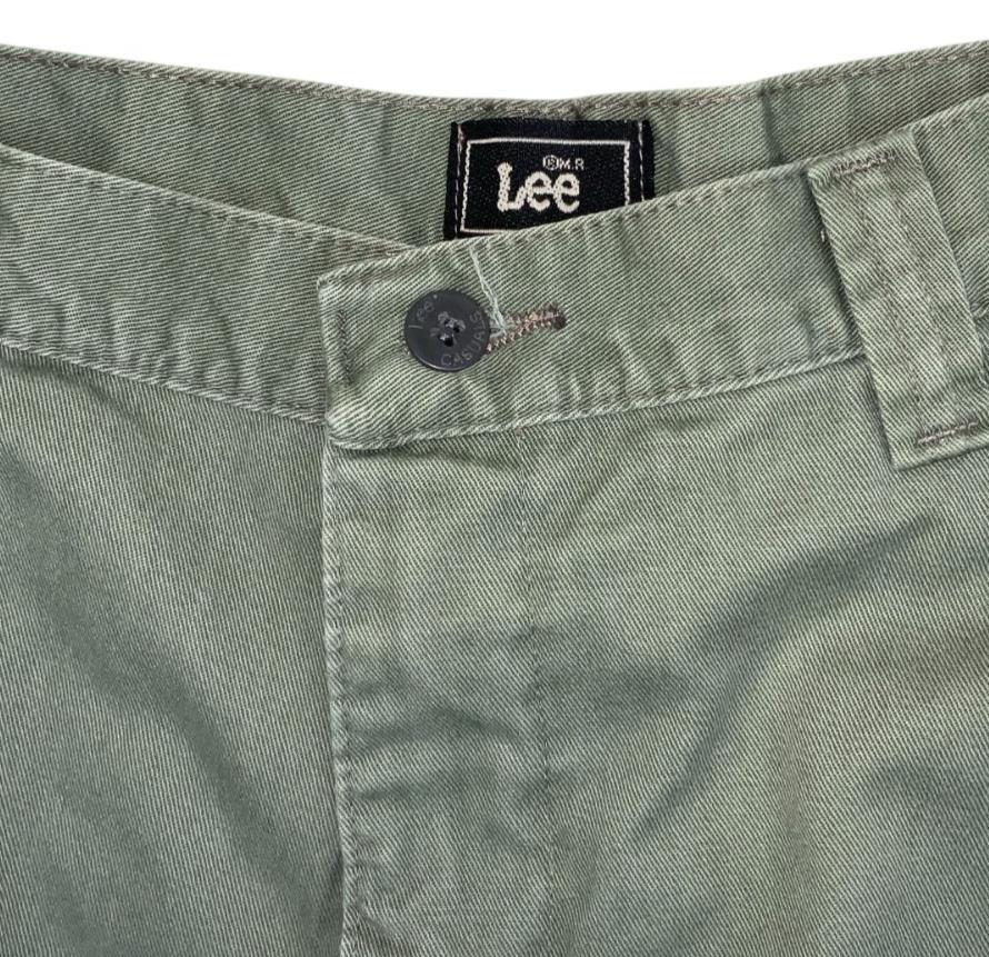 VTG 90s LEE KHAKI GREEN HIGH-WAIST SUMMER BEACH HOLIDAY COTTON DENIM SHORTS XS