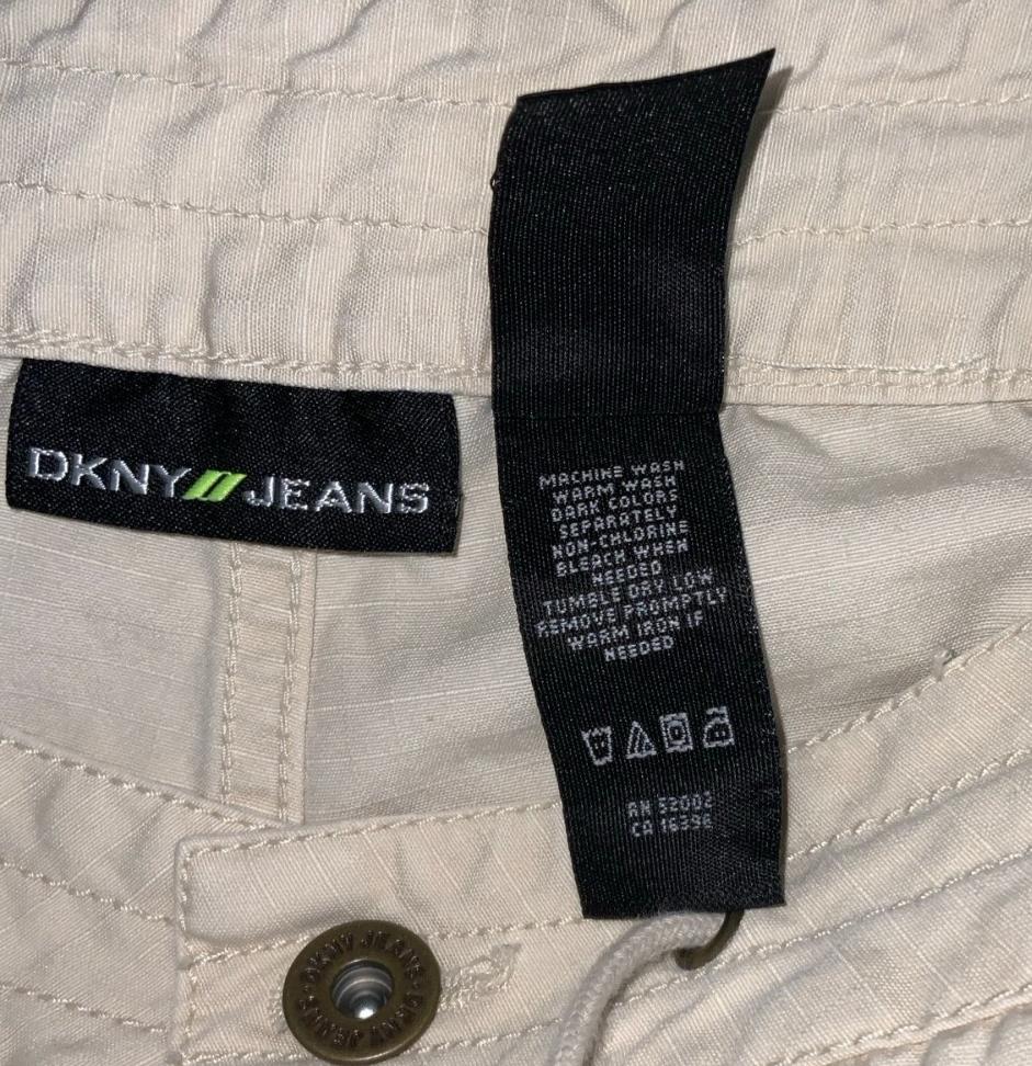 VTG 90s y2k 'DKNY JEANS' OFF-WHITE BEIGE HOT PANTS CARGO BEACH SHORT SHORTS S 10