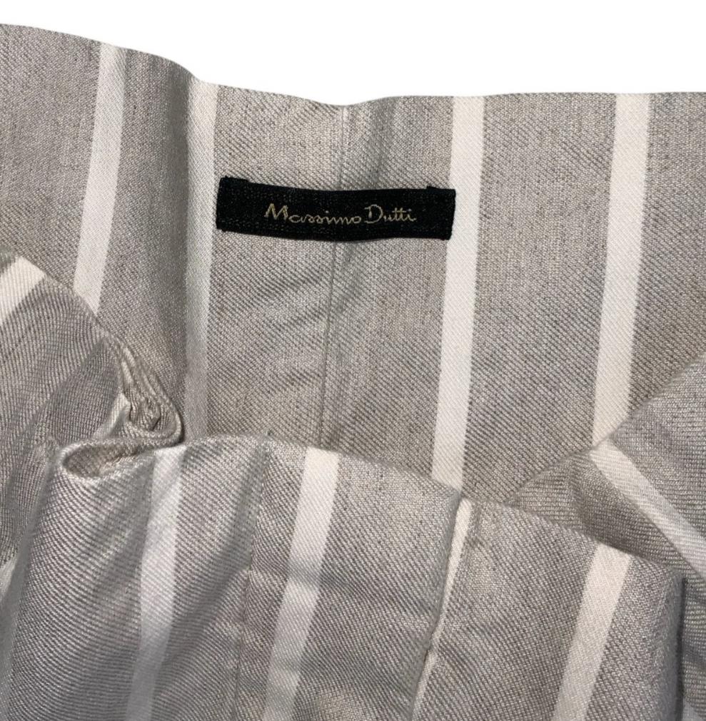 VTG 'MASSIMO DUTTI' GREY WHITE HIGH-WAIST STRIPED CASUAL HOLIDAY BEACH SHORTS S