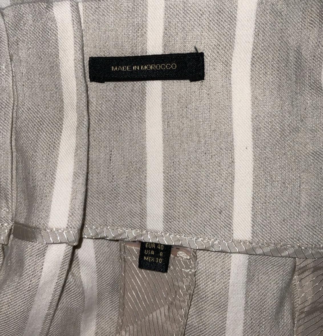 VTG 'MASSIMO DUTTI' GREY WHITE HIGH-WAIST STRIPED CASUAL HOLIDAY BEACH SHORTS S