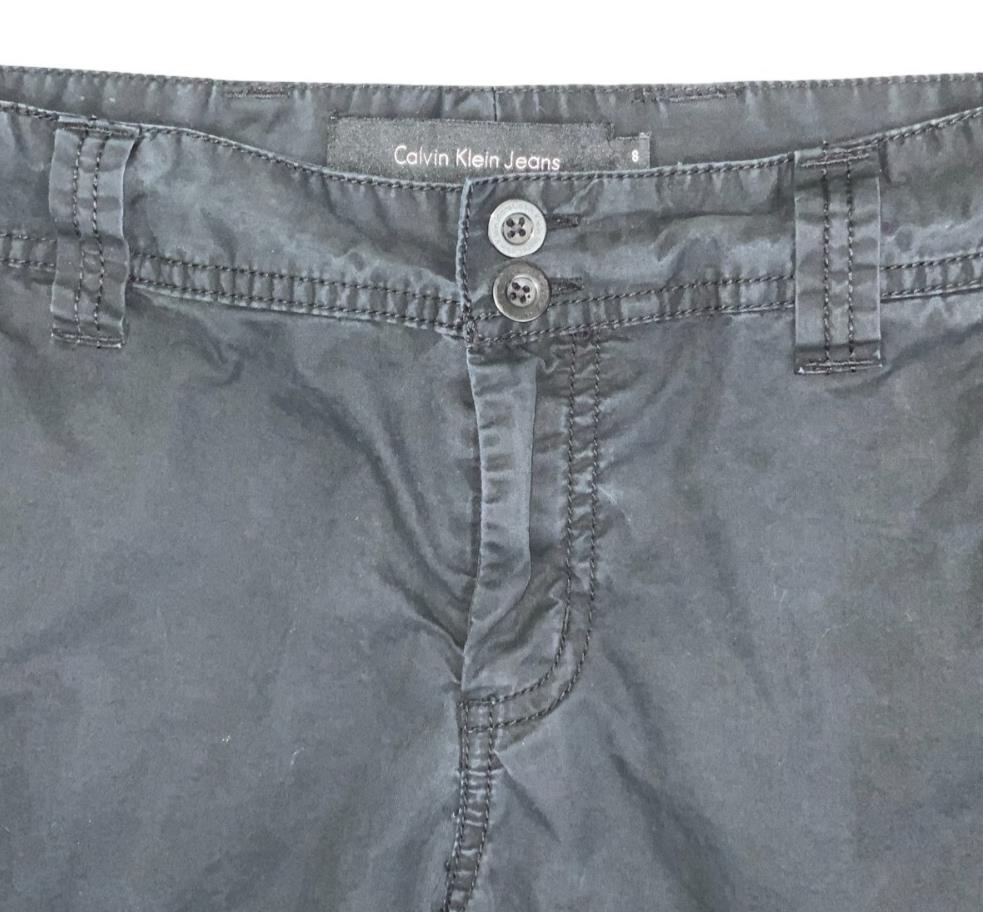 VTG 90s 'CALVIN KLEIN JEANS' BLACK CARGO MIDI LOW RISE HOLIDAY BEACH SHORTS M 12