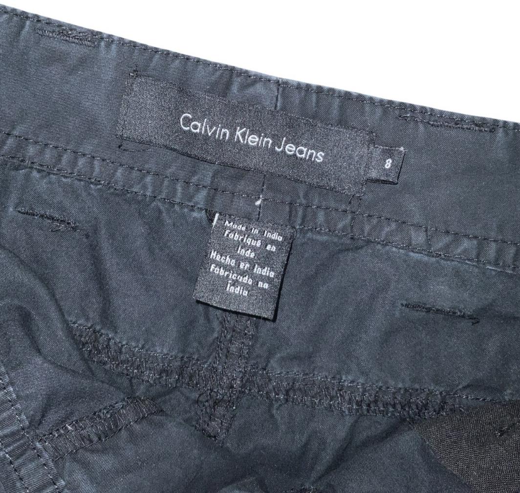 VTG 90s 'CALVIN KLEIN JEANS' BLACK CARGO MIDI LOW RISE HOLIDAY BEACH SHORTS M 12