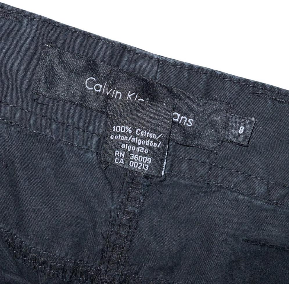 VTG 90s 'CALVIN KLEIN JEANS' BLACK CARGO MIDI LOW RISE HOLIDAY BEACH SHORTS M 12
