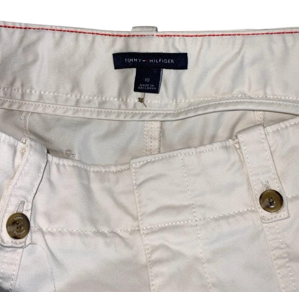 VTG 90s y2k ' TOMMY HILFIGER' WHITE LOW-RISE SUMMER CARGO BEACH SHORTS M 12 14