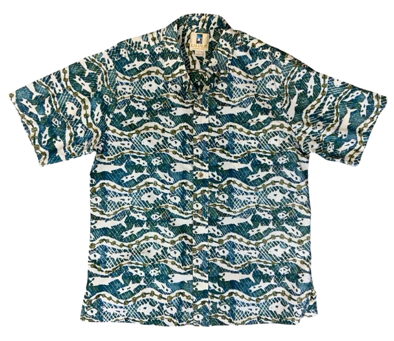 VTG KAHALA HAWAIIAN MADE ALOHA SHIRT COTTON TIKI ROCKABILLY HAWAII LARGE