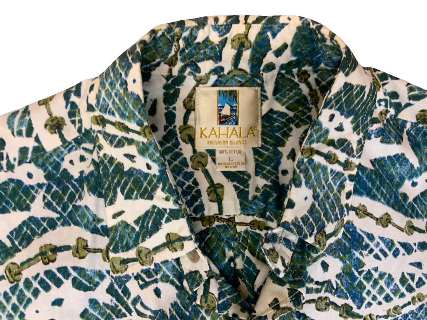 VTG KAHALA HAWAIIAN MADE ALOHA SHIRT COTTON TIKI ROCKABILLY HAWAII LARGE