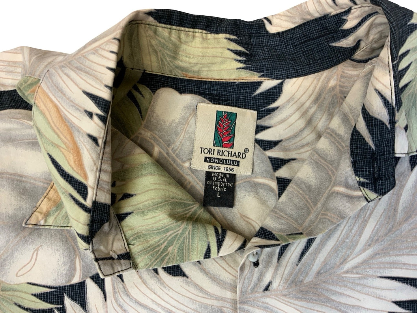 VTG TORI RICHARD HAWAIIAN MADE ALOHA SHIRT COTTON TIKI ROCKABILLY LARGE