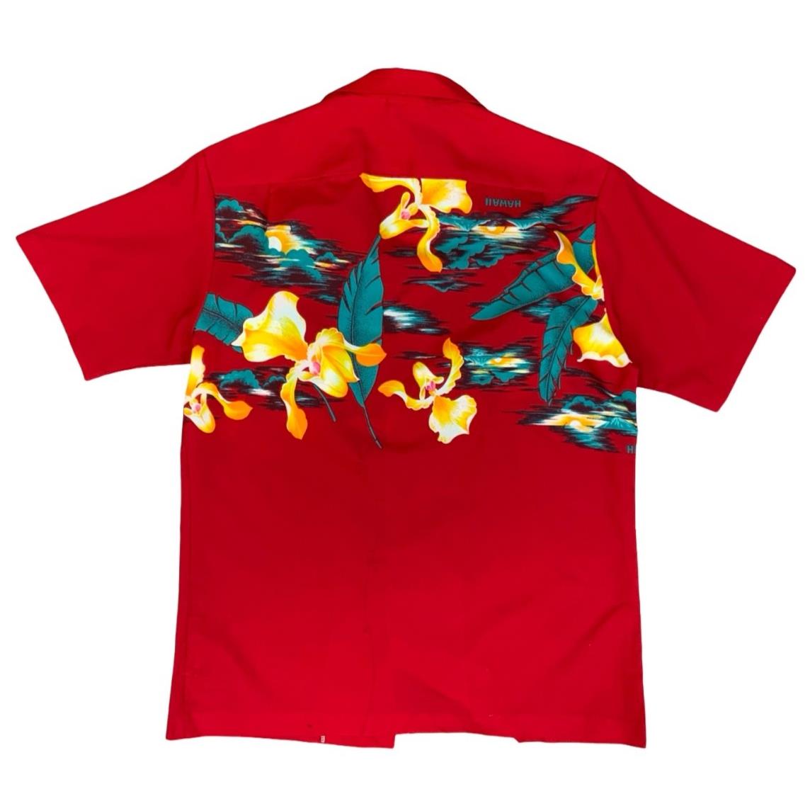 VTG HAWAIIAN MADE RAYON ALOHA SHIRT TIKI ROCKABILLY HAWAII HIBISCUS SURF SMALL