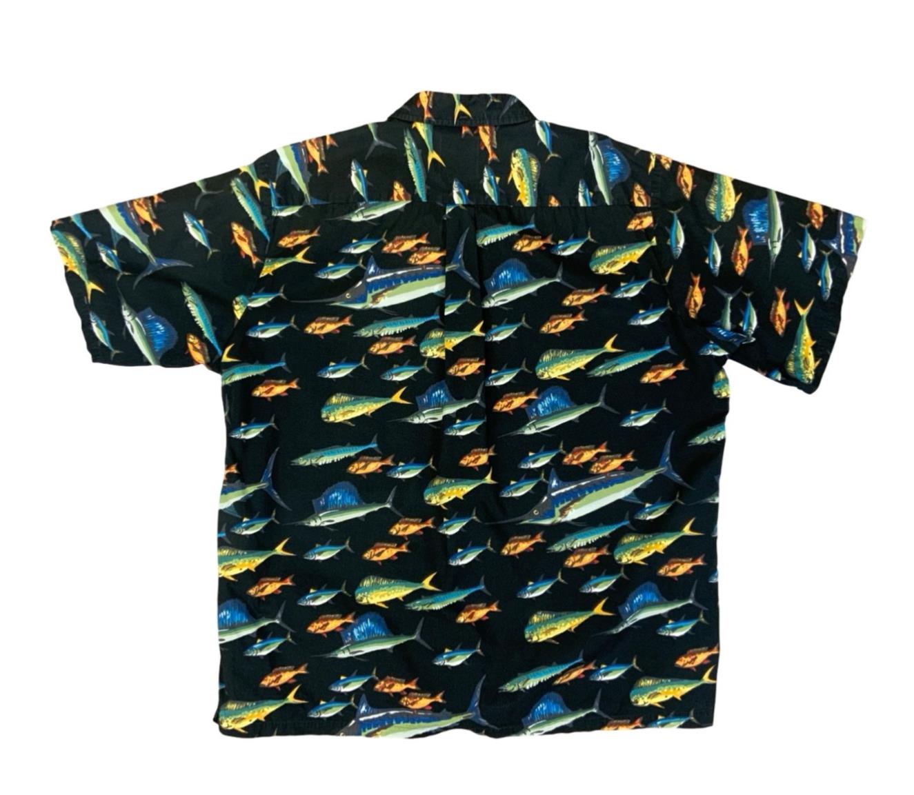 VTG KAHALA JOHN SEVERSON FISH HAWAIIAN MADE ALOHA SHIRT COTTON SURF 2XL