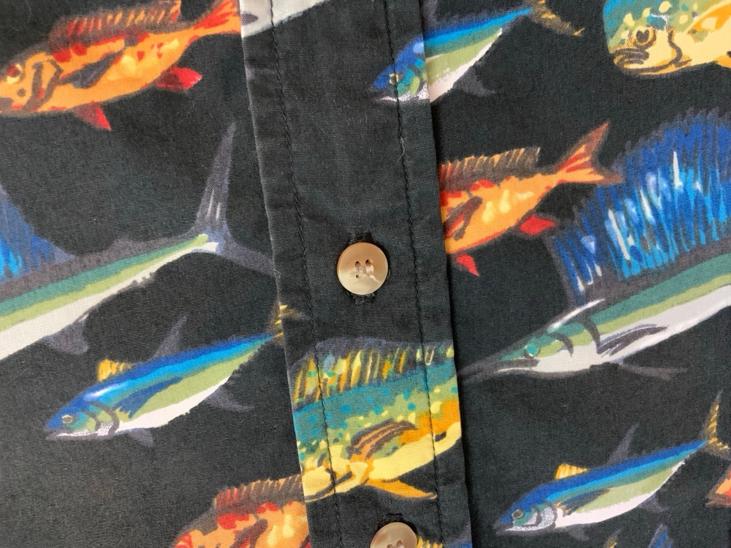 VTG KAHALA JOHN SEVERSON FISH HAWAIIAN MADE ALOHA SHIRT COTTON SURF 2XL