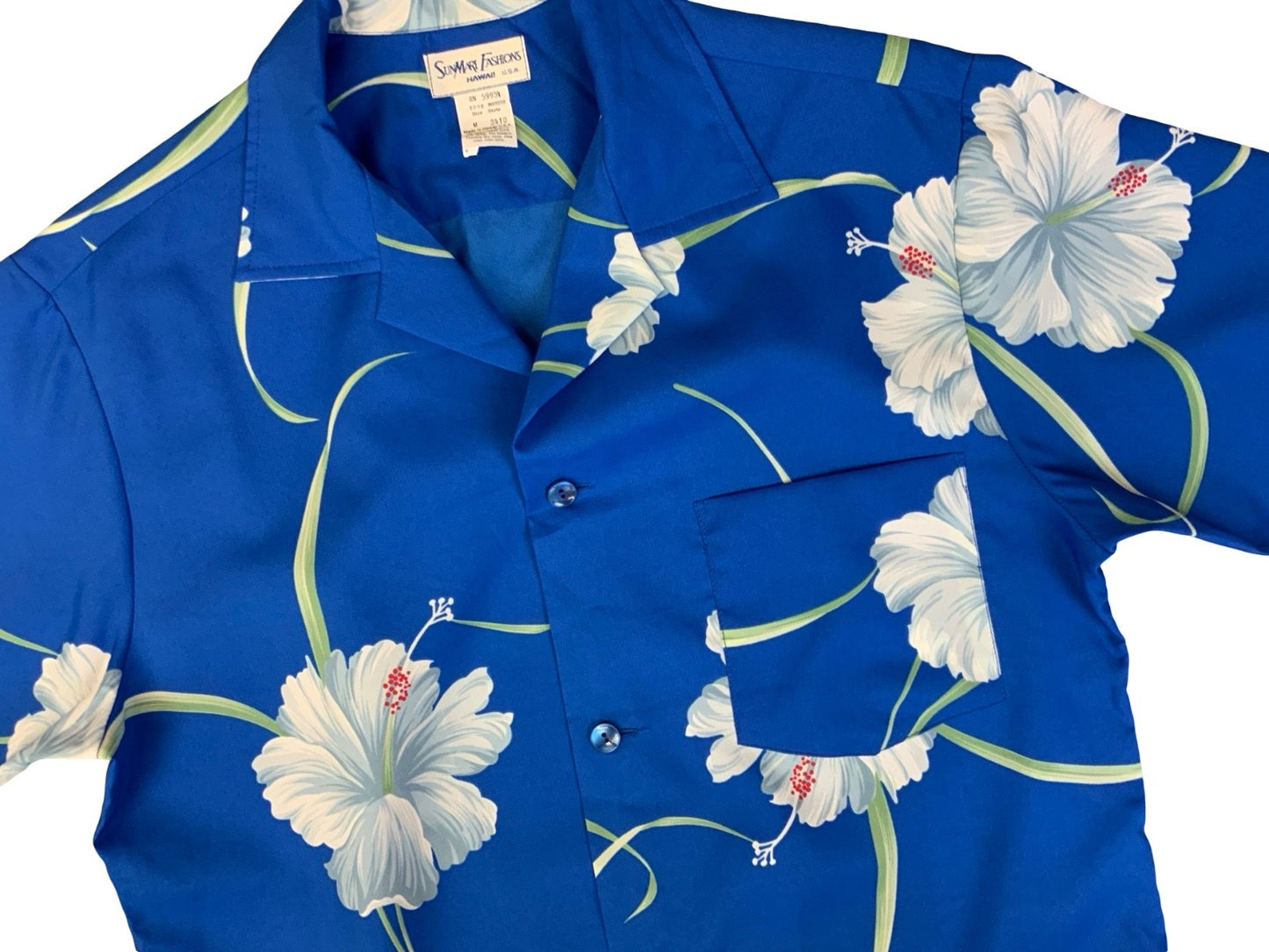VTG SUN MARI FASHIONS HAWAIIAN MADE ALOHA POLY TIKI ROCKABILLY SURF SHIRT MEDIUM