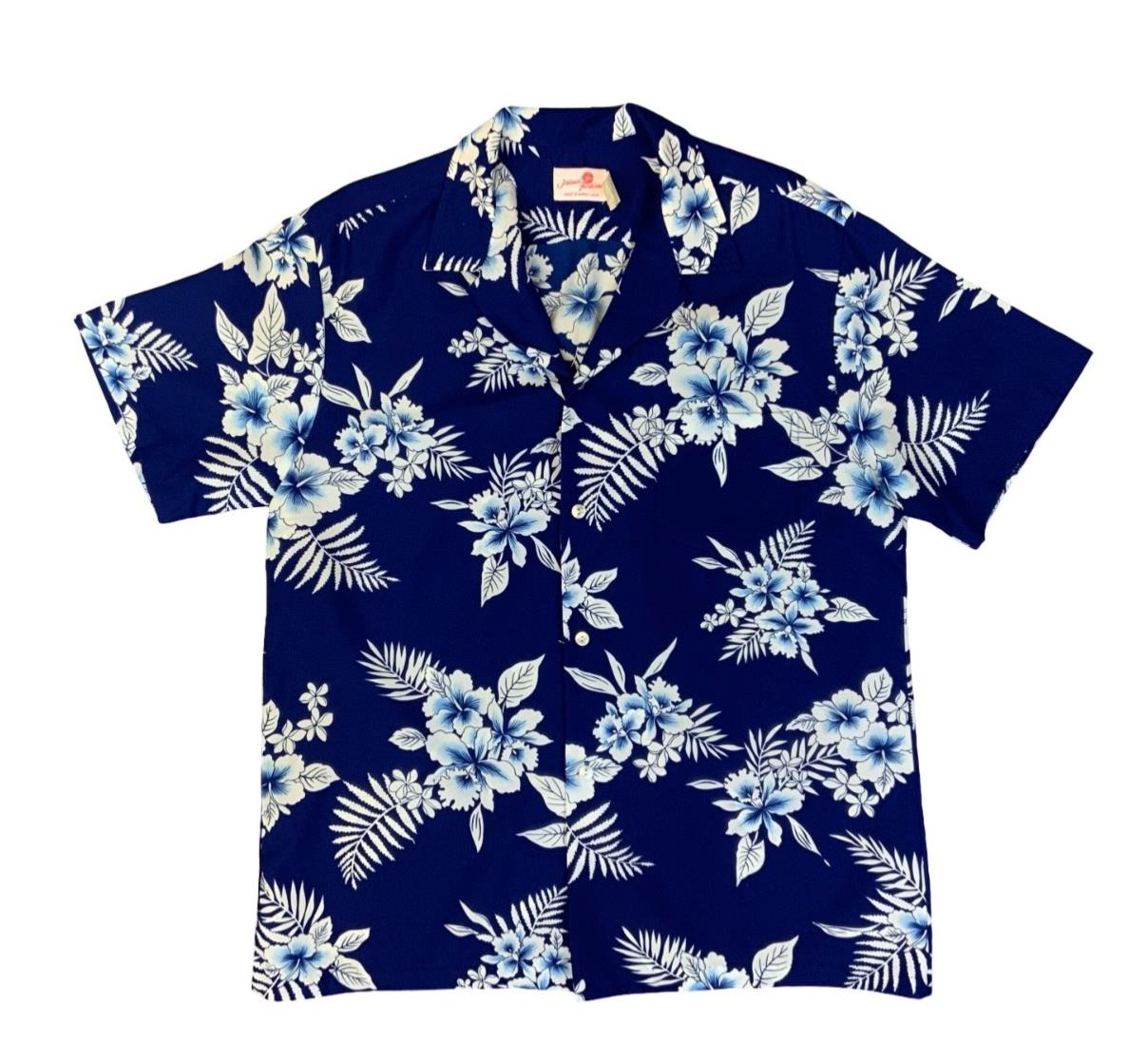 VTG ISLAND FASHIONS HAWAIIAN MADE ALOHA SHIRT POLYESTER TIKI ROCKABILLY LARGE