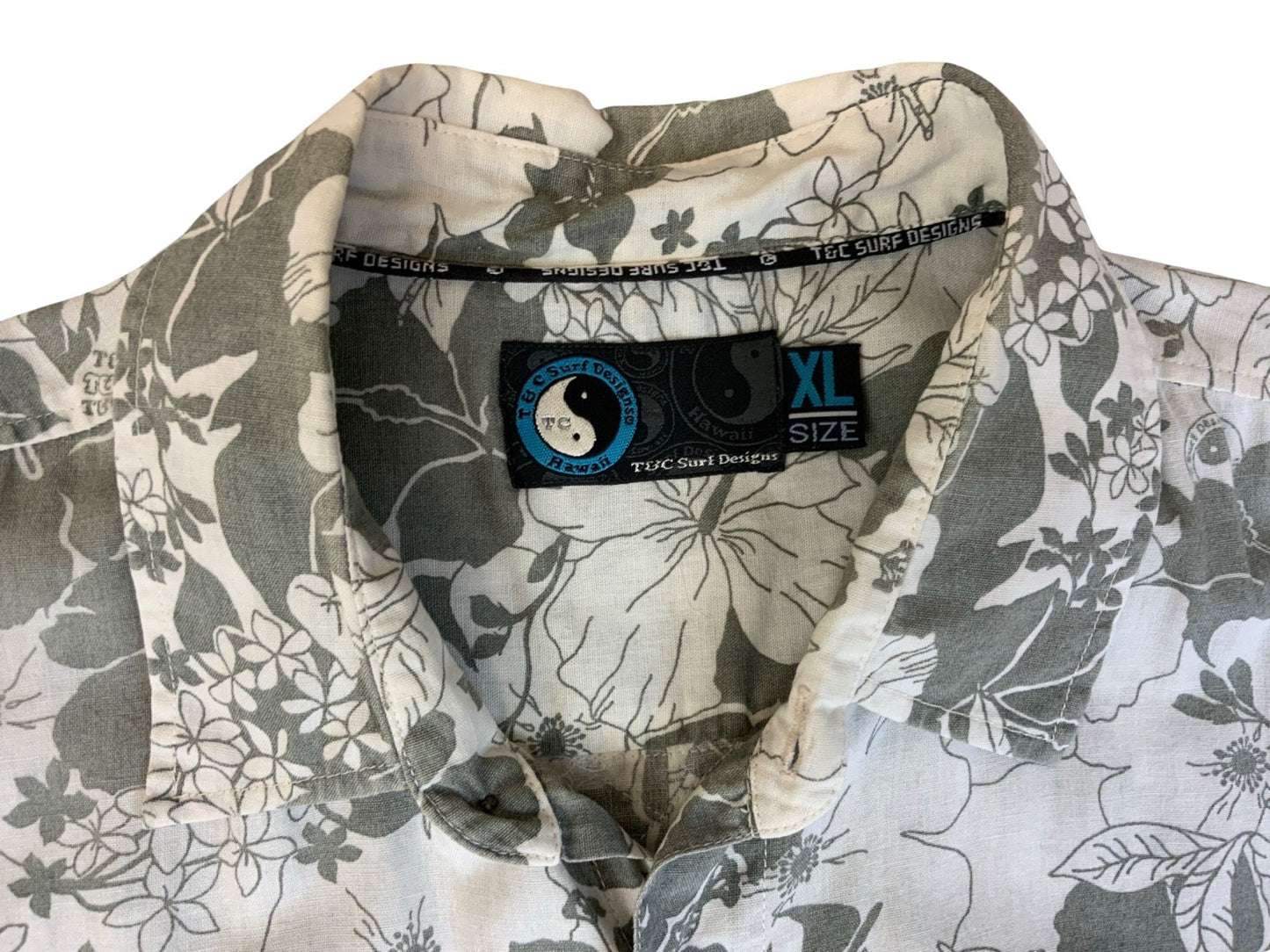 90S Y2K T&C SURF HAWAII HAWAIIAN MADE ALOHA SHIRT COTTON TIKI ROCKABILLY LARGE