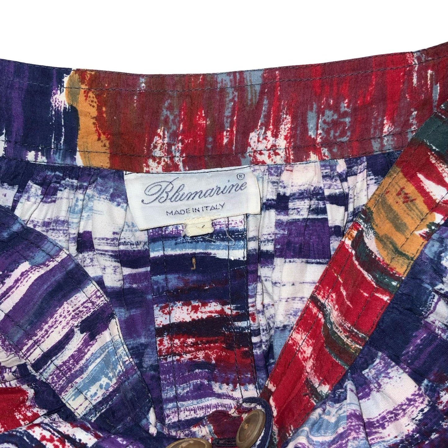 'BLUMARINE' PURPLE RED GRAPHIC ART PRINT DESIGN PLEATED SUMMER SKIRT SMALL 8 10