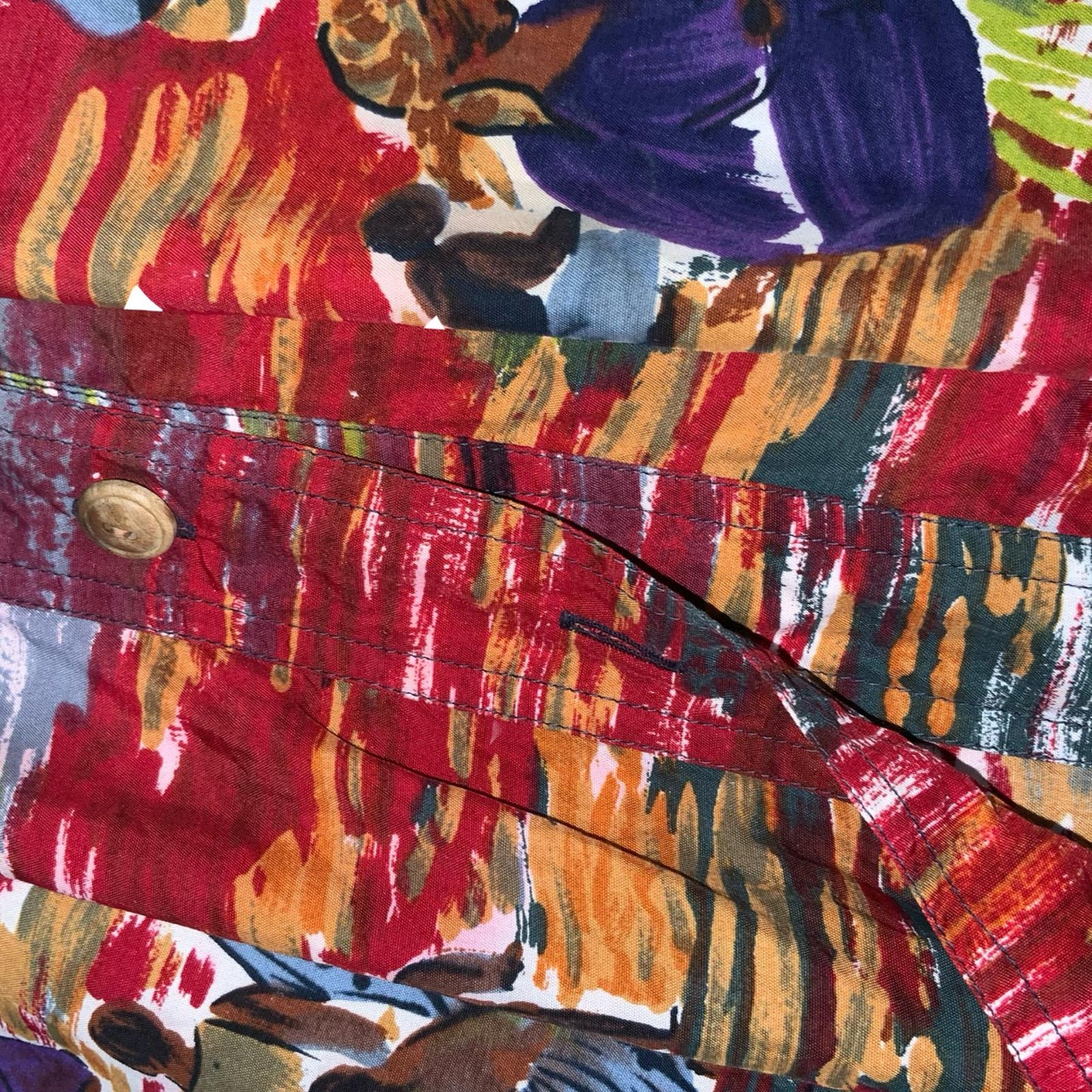 'BLUMARINE' PURPLE RED GRAPHIC ART PRINT DESIGN PLEATED SUMMER SKIRT SMALL 8 10