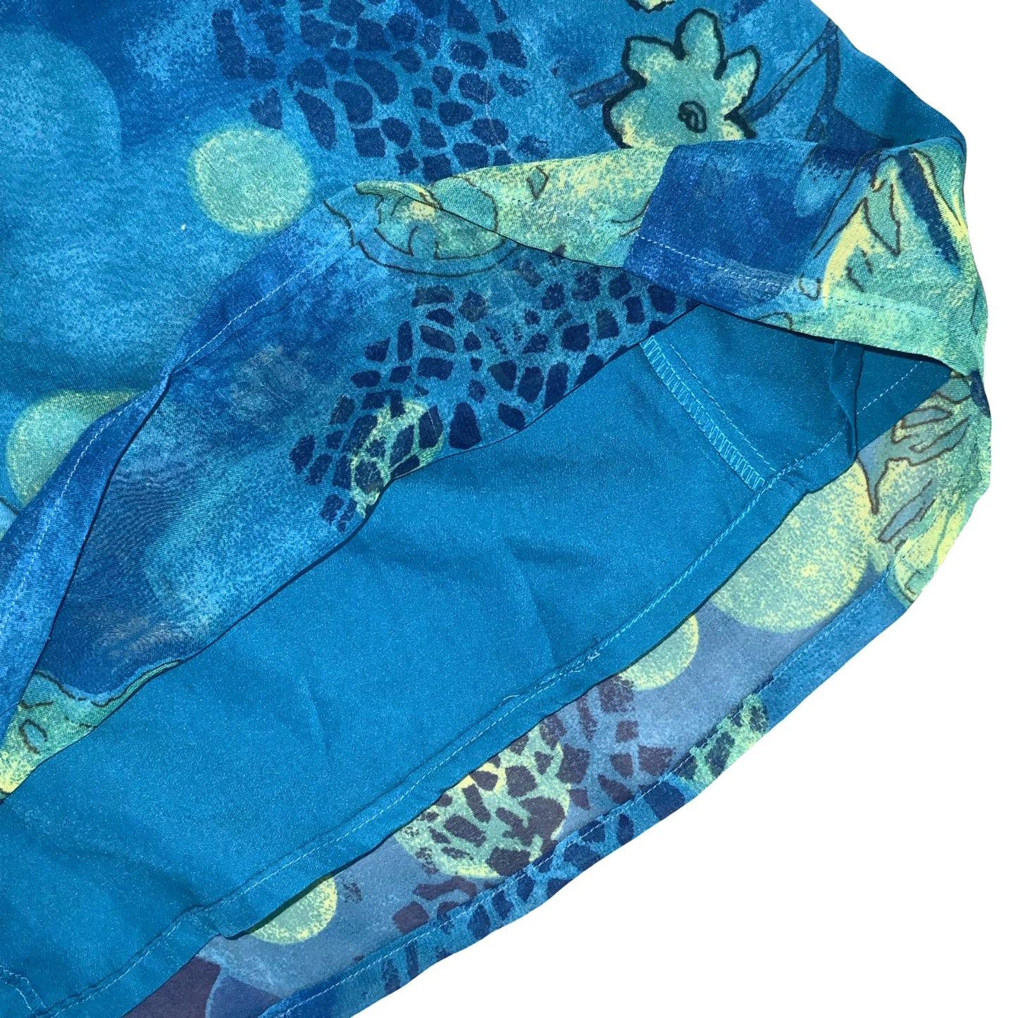 90s 'DEVILLE' BLUE GREEN TROPICAL HAWAIIAN FLORAL SUMMER BEACH MIDI SKIRT 8 10