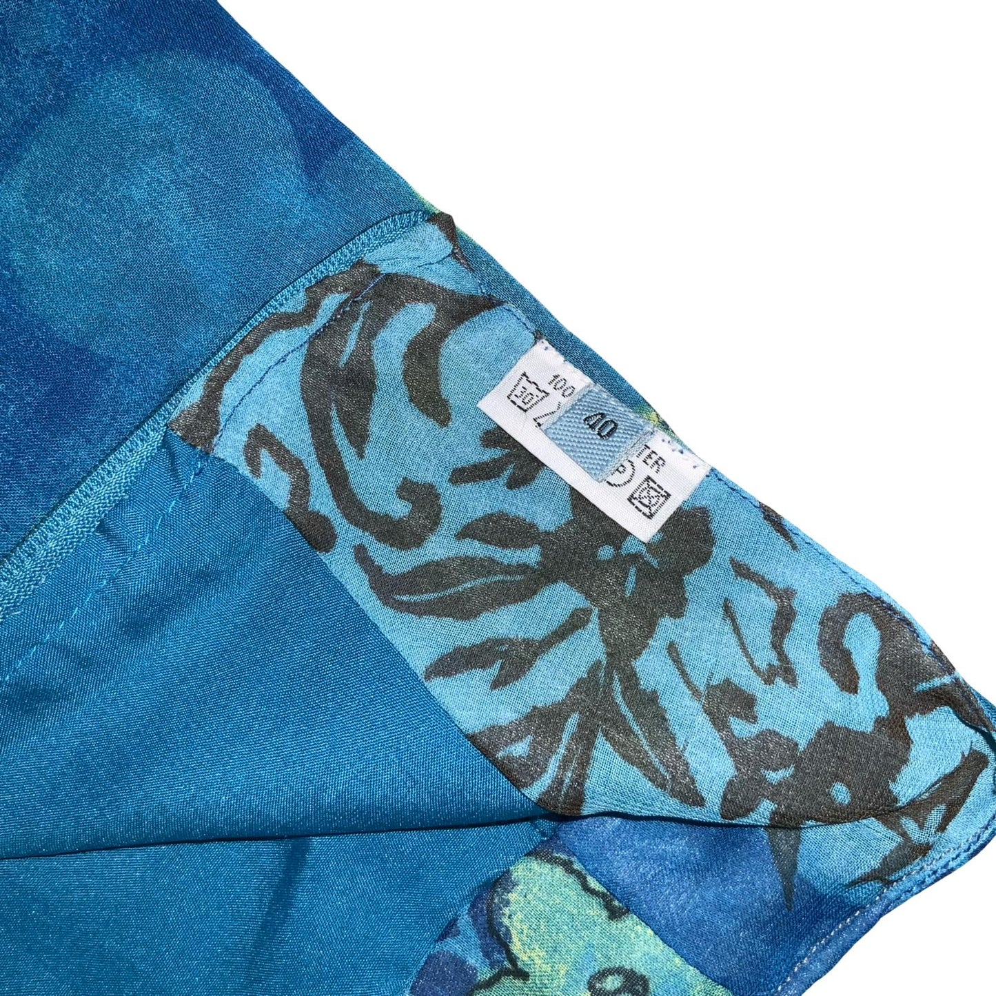 90s 'DEVILLE' BLUE GREEN TROPICAL HAWAIIAN FLORAL SUMMER BEACH MIDI SKIRT 8 10