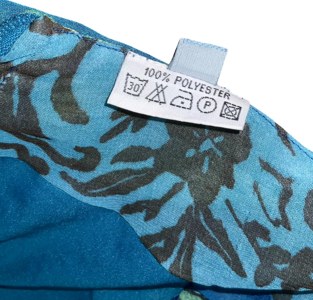 90s 'DEVILLE' BLUE GREEN TROPICAL HAWAIIAN FLORAL SUMMER BEACH MIDI SKIRT 8 10