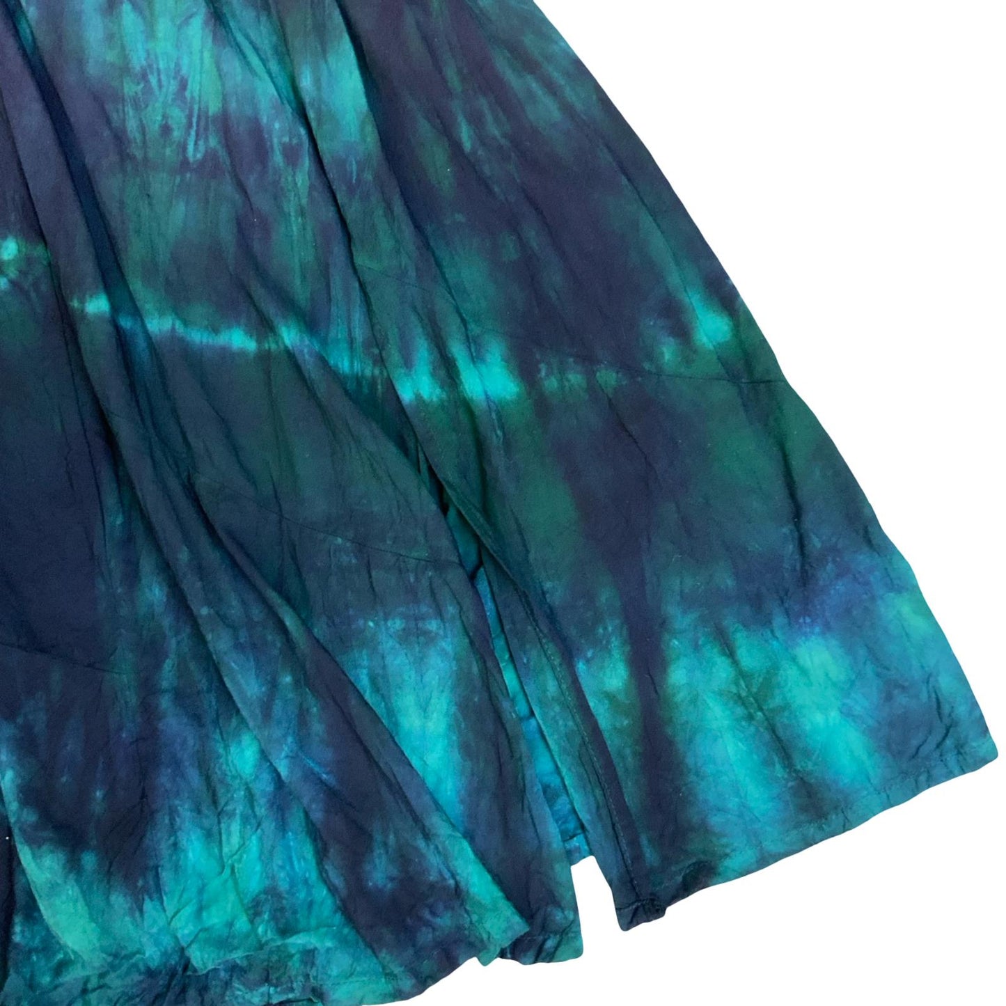 VTG 90s y2k 'MCL' GREEN BLUE BLACK TIE-DYE HIPPIE BOHO SUMMER BEACH DRESS S 10