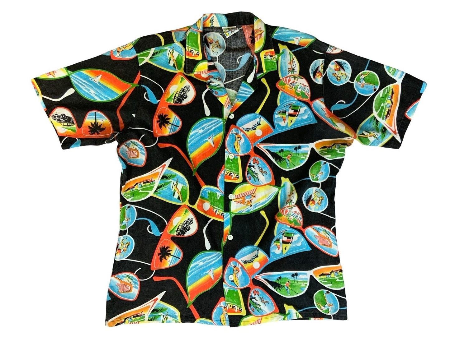 VTG USA HAWAIIAN ALOHA SHIRT COTTON TIKI ROCKABILLY HAWAII SURF MEDIUM
