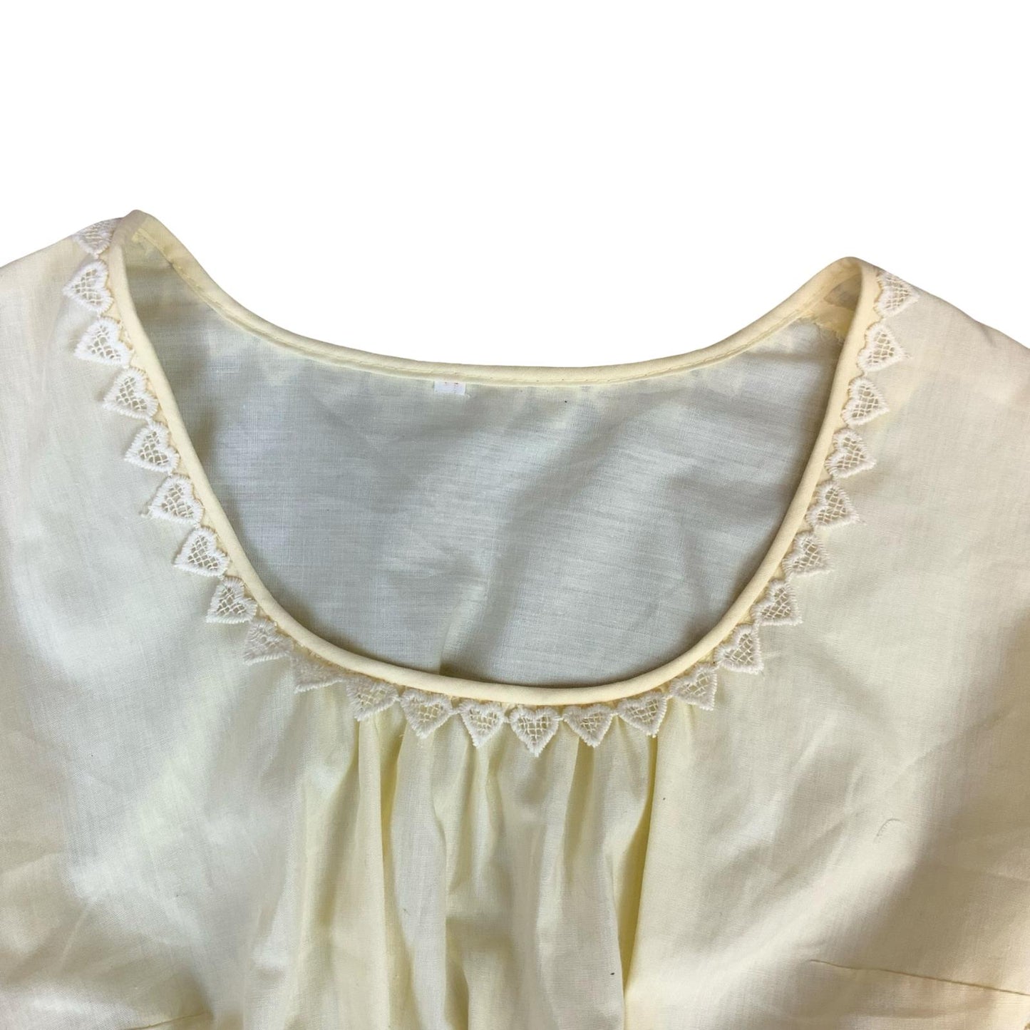 VTG 70s OFF-WHITE CREAM BOHO CROPPED DIRNDL BAVARIAN EMBROIDERED BLOUSE S 10