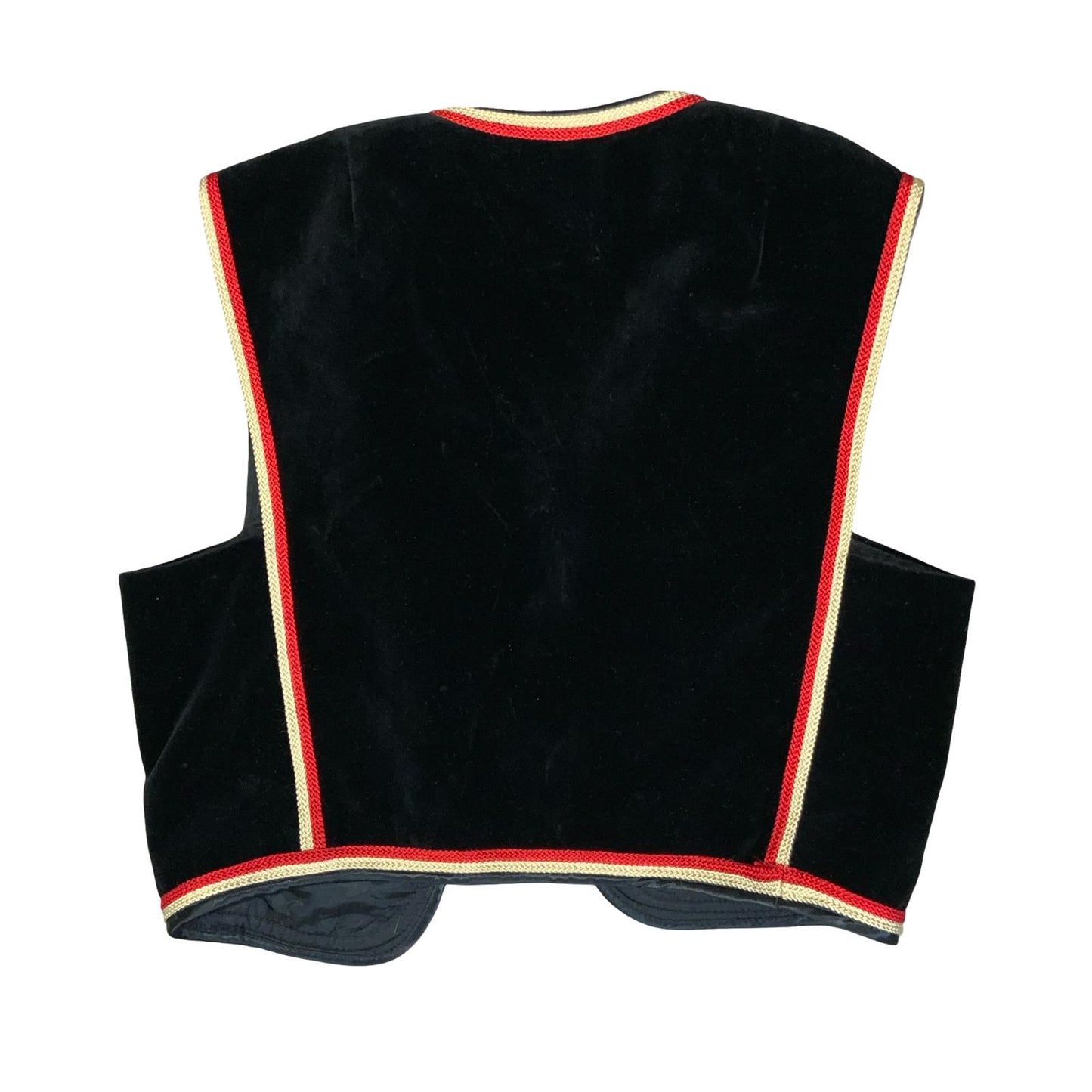 VTG 'LUCIE LINDEN' BULGARIAN FOLK BLACK EMBROIDERED VELVET CROPPED WAISTCOAT S 8