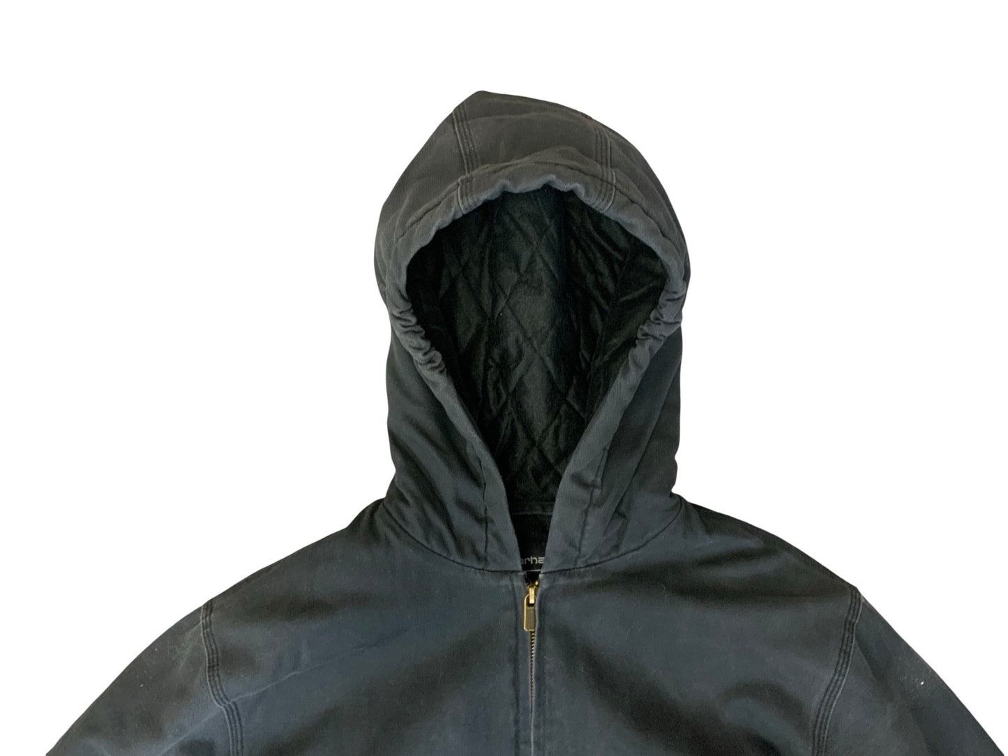 VTG LADIES CARHARTT HEAVY DUCK CANVAS QUILT LINED WORKWEAR JACKET BLACK L