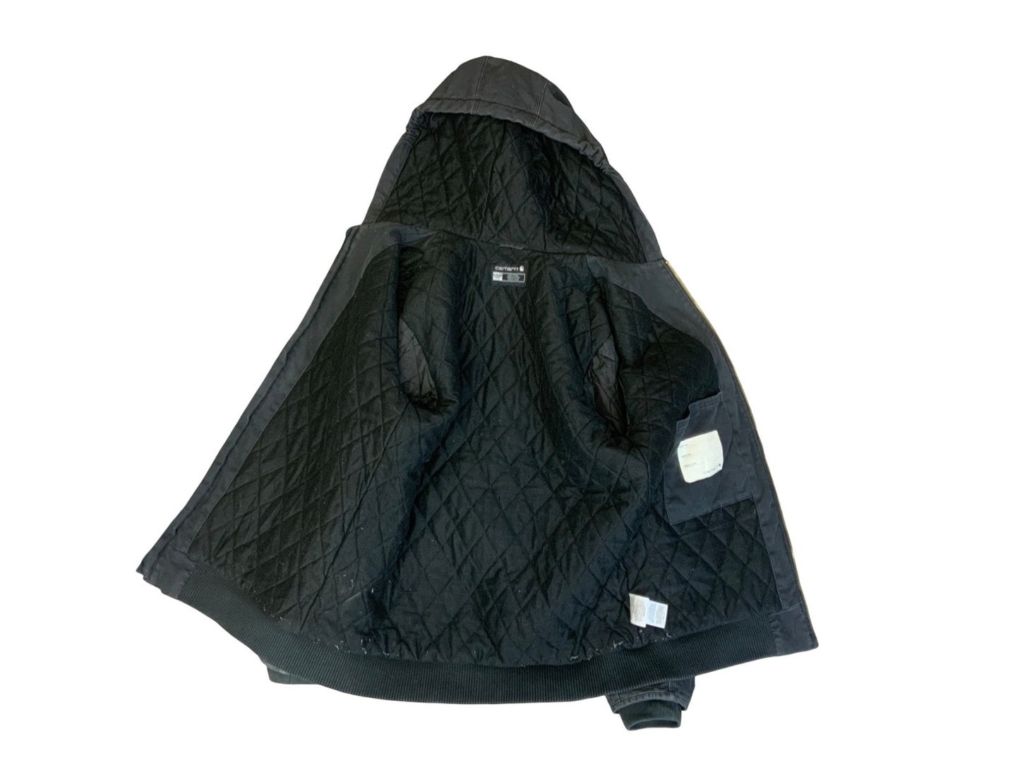 VTG LADIES CARHARTT HEAVY DUCK CANVAS QUILT LINED WORKWEAR JACKET BLACK L