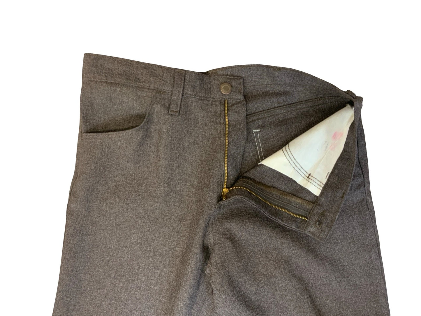 VTG 70s USA MADE WRANGLER POLYESTER BOOTCUT SLACKS TROUSERS BROWN W32 L30