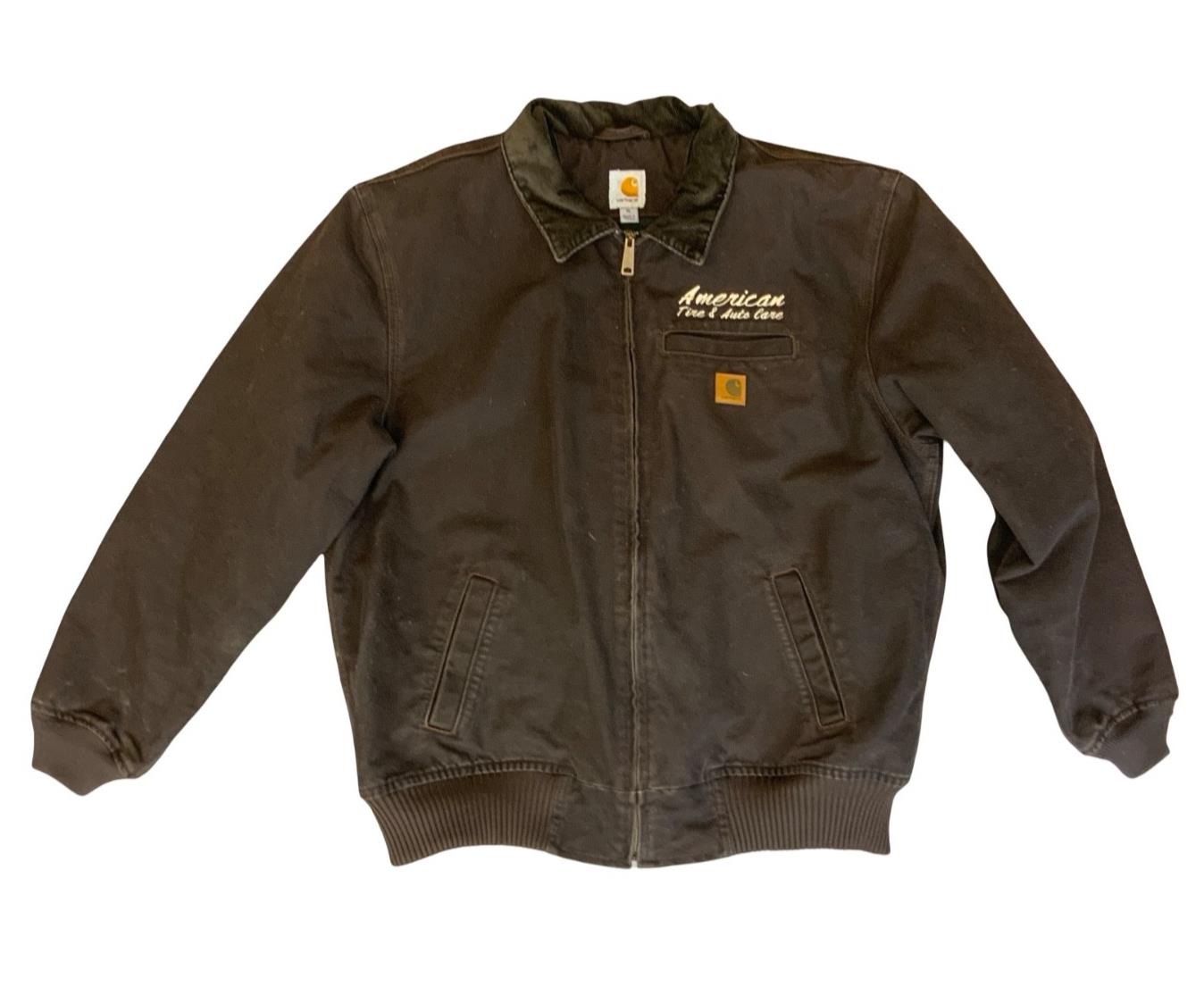 VTG CARHARTT HEAVY DUCK CANVAS WORKWEAR JACKET BROWN AMERICAN TIRE & AUTO 2XL